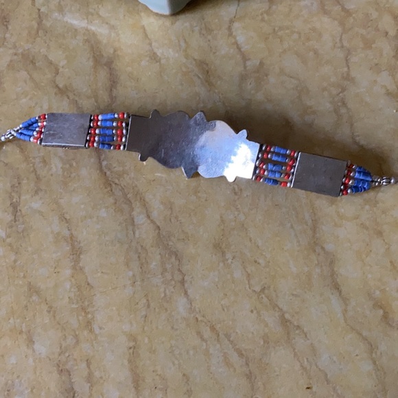 Vintage inlay lapis coral bracelet - Picture 4 of 5